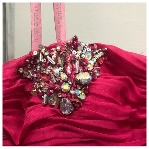 Blush Prom formal wear magenta strapless 10 - Picture 3 of 5